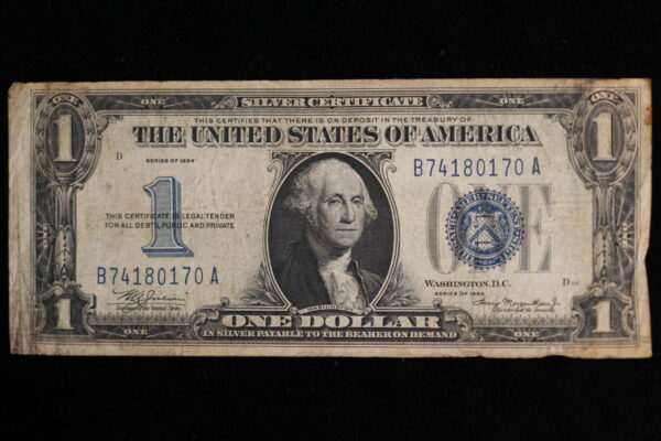 Series 1934 $1 Silver Certificate VG+ 2X8R