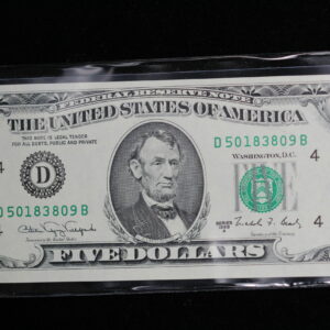Series 1988 A $5 Federal Reserve Note CU 18Y5
