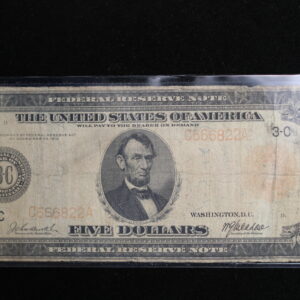 Series 1914 $5 Federal Reserve Note VG 2X82