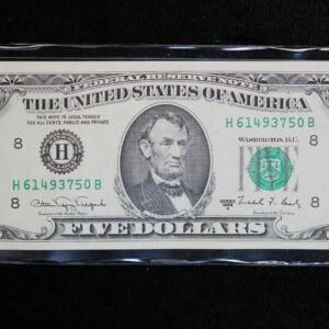 Series 1988A $5 Federal Reserve Note Fr-1980H CU 1W3I