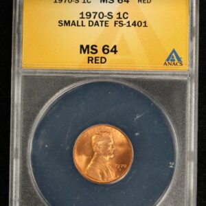 1970-S Lincoln Memorial Cent ANACS MS-64 Red SMALL DATE FS-1401 2QO9
