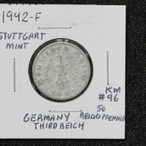 1942-F Germany Thrid Reich 50 Reichspfennig KM# 96 1Y4W