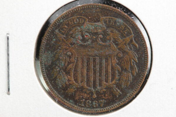 1867 Two Cent AU-50 details 2GR1
