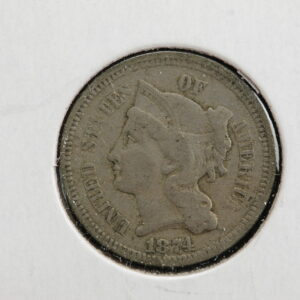 1874 Three Cent Nickel VF-30 2GU3