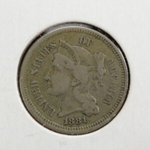 1881 Three Cent Nickel XF-40 2X2L