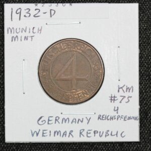 1932-D Germany 4 Reichspfennig KM# 75 2J3O