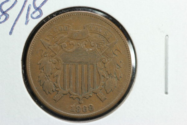1868 Two Cent Piece Repunched Date Mint Error 2BJI