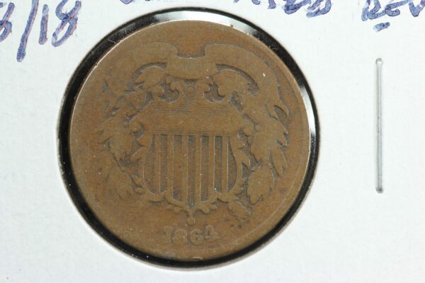 1864 Two Cent Piece Repunched Date & Rotated Die Mint Error FS-1301