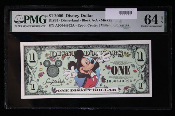 Series 2000 $1 Disney  PMG 64 EPQ Epcot Center Millennium Series Mickey 300P