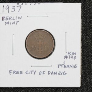 1937 Free City of Danzig Germany 1 Pfennig KM# 140 3N5J