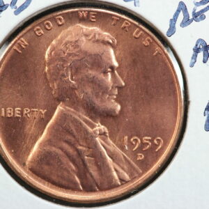 1959-D Lincoln Memorial Cent W in front of Forehead 2YWE