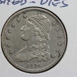 1834 Capped Bust Quarter Super Clashed Dies XF 3NAL