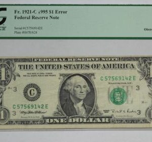Series 1995 $1 Federal Reserve Note Printing Error PCGS Currency VF-20 1O5M