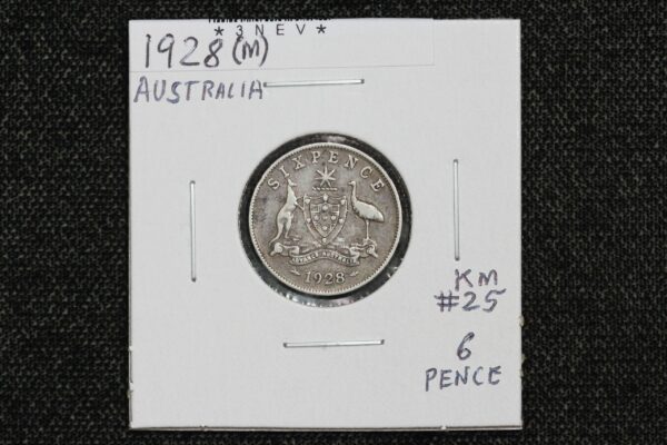 1928 (M) Australia 6 Pence KM# 25 3NEV