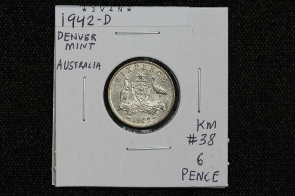 1942-D Australia 6 Pence KM# 38 3V4N