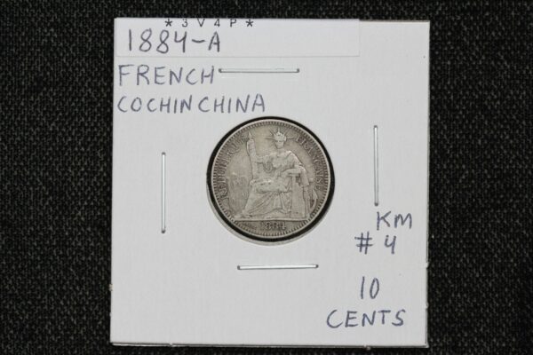 1884-A French Cochinchina 10 Cents KM# 4 3V4P