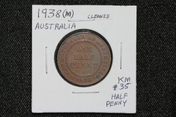 1938 Australia 1/2 Penny KM# 35 1VVL