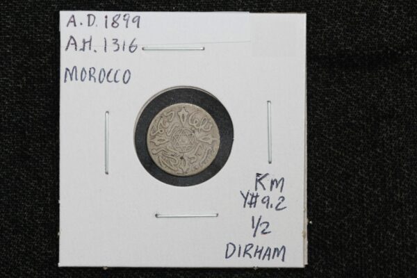 1899 Morocco 1/2 Dirham KM Y# 9.2 3G52