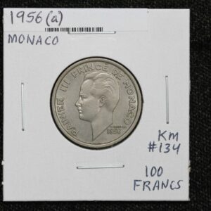 1956 a Monaco 100 Francs KM# 134 3NUS