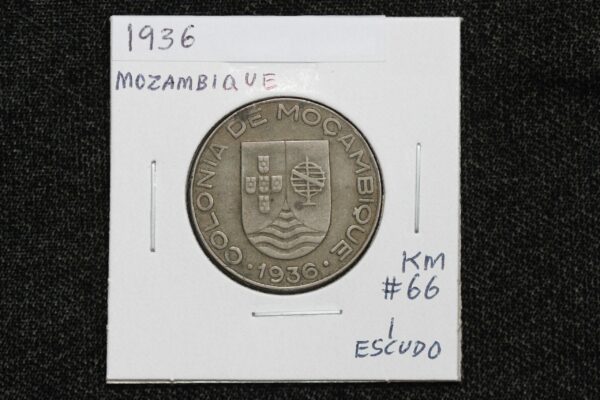 1936 Mozambique 1 Escudo KM# 66 30PG