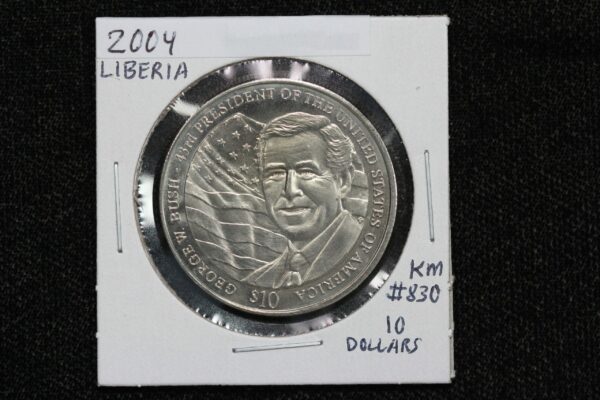 2004 Liberia $10 George W Bush KM# 830 3NUM