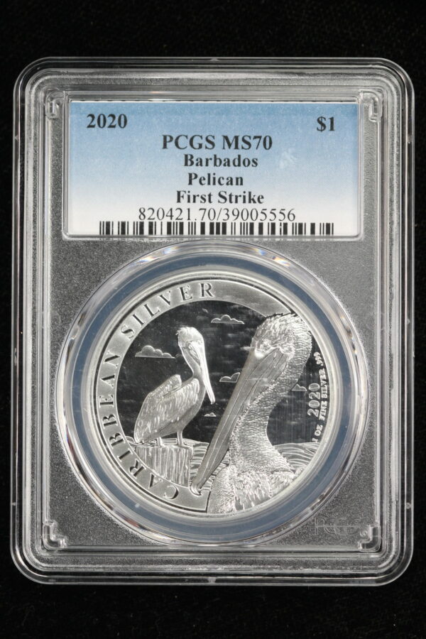 2020 Pelicans Barbados $1 PCGS MS70 First Strike 3133