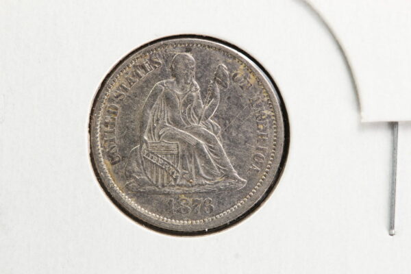 1876 Seated Dime XF+ 3GXE