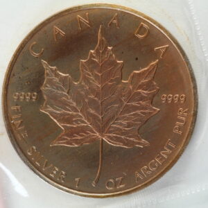 1988 Silver Maple Leaf TONED Canada $5 OGP 31RW