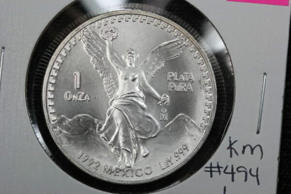 1992 Mexico Silver 1 oz Libertad KM# 494.3 39IR