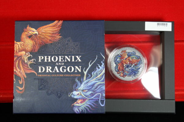 2021 Phoenix and Dragon Silver Coin Ghana 5 Cedis 888 Minted 31YW