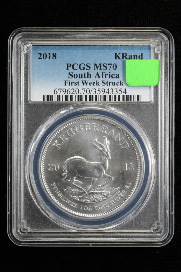2018 Kruggerand Silver South Africa PCGS MS70 First Week Struck 3PCY