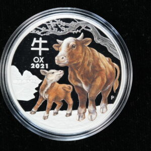 2021 Lunar Yot Colored Ox Proof Silver Coin Australia $1 OGP #4142 3WRV