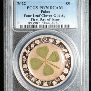2022 Clover Leaf One Ounce of Luck Silver Proof Colored Coin w/OGP Palau $5 31WE