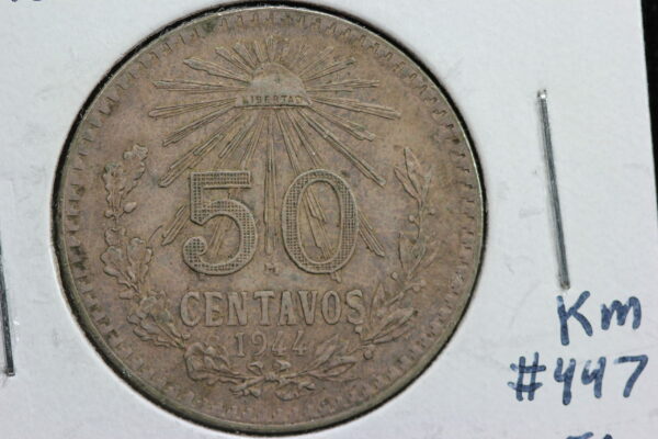 1944 Mo Mexico 50 Centavos AU KM# 447 2WAY