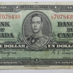 1937 Canada $1 Banknote P# 58e 39TZ