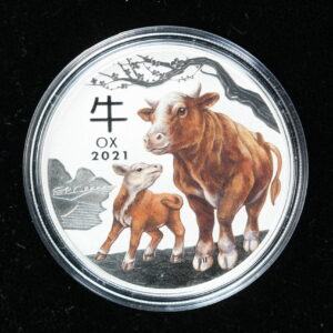2021-P Yot Ox Colored Silver Coin Australia $1 31Z2