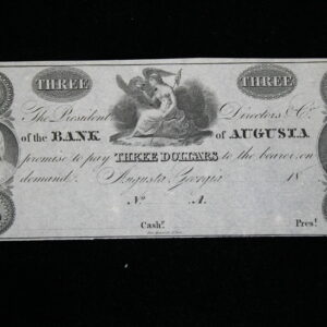 Bank of Augusta $3 GA-1520-15 Liberty and Eagle Franklin Left CU 3H30