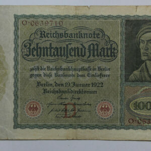 1922 Germany Weimar Republic 10000 Mark Banknote P# 70 2W68