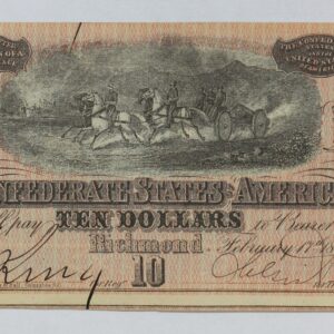 1864 Confederate Currency $10 Note T-68 8 Series 3PAD