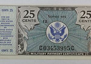 Series 472 Military Payment Certificate 25 Cents M#823 3PC4
