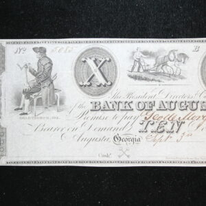 Bank of Augusta $10 GA-1520-31 Oglethorpe and General Greene CU 3WIL