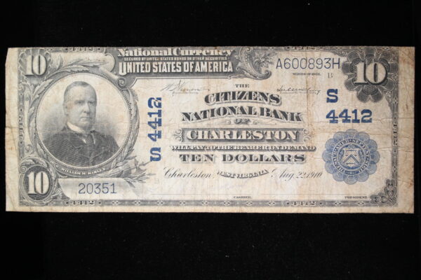 1902 Citizens National Bank of Charleston West Virginia $10 4412 F 3OSI