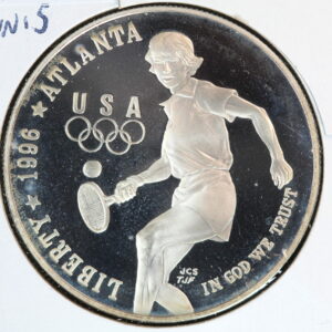 1996-P Olympic Tennis Proof Silver Dollar 3HUJ