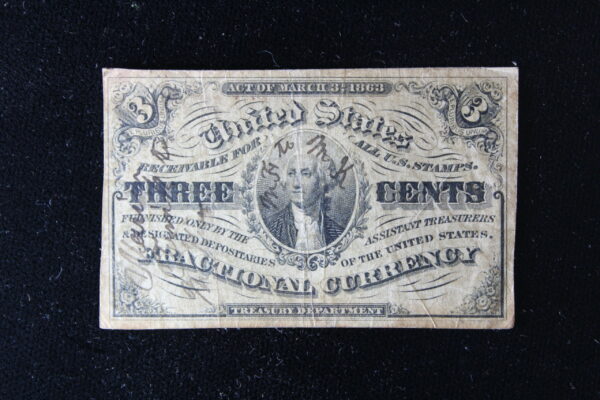 1894 Three Cents (3C) Fractional Currency 3rd Issue Graffiti Fr. 1226 32GB