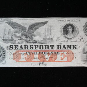 Searsport Bank $5 ME-2490-25 Eagle on perch, ship beyond CU 3H35