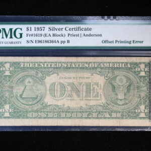 1957 $1 Silver Certificate Offset Printing Error PMG CH F15 3WI9