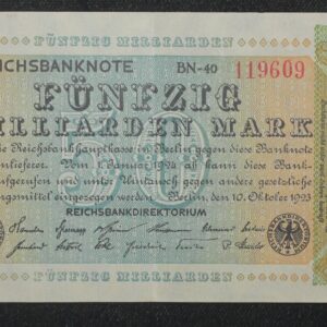 1923 Germany Weimar Republic 50 Million Mark Reichsbanknote P# 120 3X89