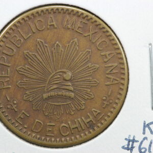 1915 Mexico Revolution Chihuahua State 10 Centavos Brass KM# 615a 3HT0