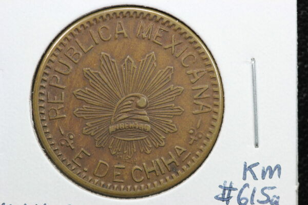 1915 Mexico Revolution Chihuahua State 10 Centavos Brass KM# 615a 3HT0