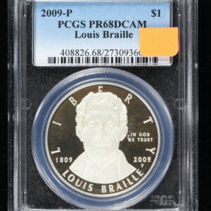 2009-P Louis Braille Silver Dollar PCGS PR68 DCAM 3XIU